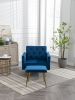 COOLMORE Velvet Accent Chair with Adjustable Armrests and Backrest; Button Tufted Lounge Chair; Single Recliner Armchair with Ottoman