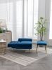 COOLMORE Velvet Accent Chair with Adjustable Armrests and Backrest; Button Tufted Lounge Chair; Single Recliner Armchair with Ottoman