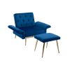 COOLMORE Velvet Accent Chair with Adjustable Armrests and Backrest; Button Tufted Lounge Chair; Single Recliner Armchair with Ottoman