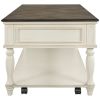ON-TREND Two-tone Retro Cocktail Table Coffee Table Easy Assembly Movable with Caster Wheels for Livingroom (Antique Gray)