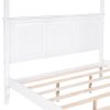 Queen Size Canopy Platform Bed with Headboard and Footboard; Slat Support Leg; White