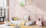 Twin Size House Bed Wood Bed; White(OLD SKU:WF281435AAK)