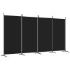 4-Panel Room Divider Black 136.2"x70.9" Fabric