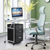 FCH Black Wood Grain Density Board Three Drawers Wooden Filing Cabinet