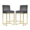 Modern 25inch Counter Height Bar Stools, Dining Chairs with Velvet Upholstered Seat and Backrest for Party, Dining Room, Set of 2