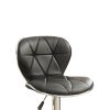 Set of 2 Adjustable Black PU Bar Stools; Chrome