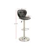 Set of 2 Adjustable Black PU Bar Stools; Chrome