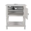 Versatile Nightstand with Two Built-in Shelves Cabinet and an Open Storage,USB Charging Design,White