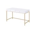 Ottey Vanity Desk in White High Gloss &amp; Gold Finish AC00899