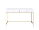 Ottey Vanity Desk in White High Gloss &amp; Gold Finish AC00899