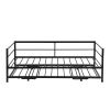 Twin Size Metal Daybed with Adjustable Trundle; Pop Up Trundle; Black