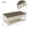 ON-TREND Two-tone Retro Cocktail Table Coffee Table Easy Assembly Movable with Caster Wheels for Livingroom (Antique Gray)