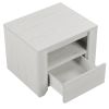 Off White Simple Style Manufacture Wood Nightstand with Gray Wood Grain Sticker Surfaces One Drawer for Bedroom Guest Room Children's Room