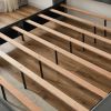 B100S King bed with one nightstand; Button designed Headboard; strong wooden slats + metal legs with Electroplate