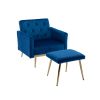 COOLMORE Velvet Accent Chair with Adjustable Armrests and Backrest; Button Tufted Lounge Chair; Single Recliner Armchair with Ottoman