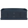 TREXM Storage Bench with 4 Doors and Adjustable Shelves; Shoe Bench with Removable Cushion for Living Room; Entryway (Antique Navy)