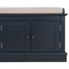 TREXM Storage Bench with 4 Doors and Adjustable Shelves; Shoe Bench with Removable Cushion for Living Room; Entryway (Antique Navy)