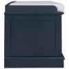 TREXM Storage Bench with 4 Doors and Adjustable Shelves; Shoe Bench with Removable Cushion for Living Room; Entryway (Antique Navy)