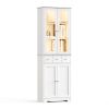Modern Bookcase, 3-Tier Bookcase, Large Storage Shelves, Display Cabinet with LED Lights