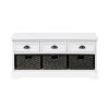U_STYLE Homes Collection Wood Storage Bench with 3 Drawers and 3 Woven Baskets