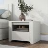 Off White Simple Style Manufacture Wood Nightstand with Gray Wood Grain Sticker Surfaces One Drawer for Bedroom Guest Room Children's Room
