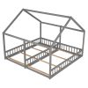 Twin Size House Platform Beds; Two Shared Beds; Gray