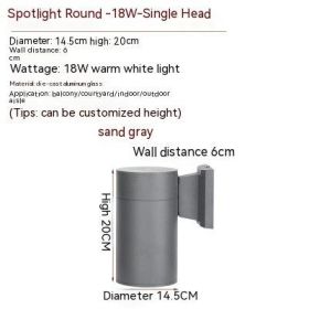 Waterproof Up And Down Spotlight (Option: Warm Light-Black Single Head 9w)