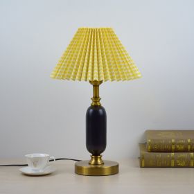 Warm Chinese Style Ceramic Wedding Master Bedroom Decorative Lamp (Option: Yellow-button switch-AU)