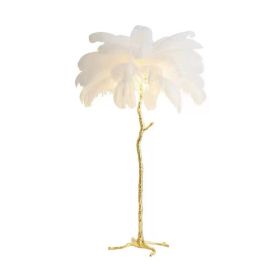 Decorative Resin Feather Floor Lamp For Living Room And Bedroom (Option: White-EU)