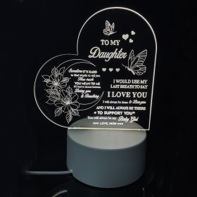 Creative 3D Night Heart Shaped Blessing Language USB Small Table Lamp (Option: Color24-Three color USB)