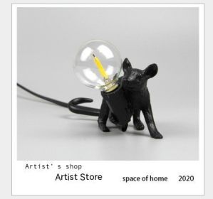Resin Animal Mini Mouse Decorative Lamp (Option: US Without Light Source-Black Lying Mouse)