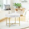 Luxurious Faux Fur Covered Footrest Stool with Gold Metal Base