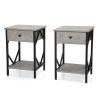 Set of 2 Nightstand Industrial End Table with Drawer;  Storage Shelf and Metal Frame for Living Room;  Bedroom;  XH