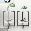 2-piece set  Tempered Glass End Table;  Round Coffee Table for Bedroom Living Room Office