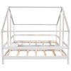 Double Twin Size Triangular House Beds with Built-in Table,Gray