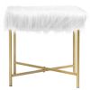 Luxurious Faux Fur Covered Footrest Stool with Gold Metal Base