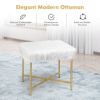 Luxurious Faux Fur Covered Footrest Stool with Gold Metal Base
