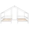 Double Twin Size Triangular House Beds with Built-in Table,Gray