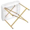 Luxurious Faux Fur Covered Footrest Stool with Gold Metal Base