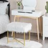 Luxurious Faux Fur Covered Footrest Stool with Gold Metal Base