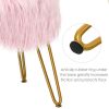 Faux Fur Vanity Stool Chair with Metal Legs for Bedroom and Living Room