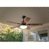 Indoor/Outdoor Oil Rubbed Bronze 5 Blade Reverse Airflow Ceiling Fan, 1 LED Light Bulb