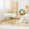 Luxurious Faux Fur Covered Footrest Stool with Gold Metal Base